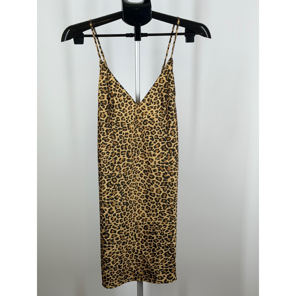 Victoria's Secret Leopard Print Satin Slip Dress Mini Cross Back Large